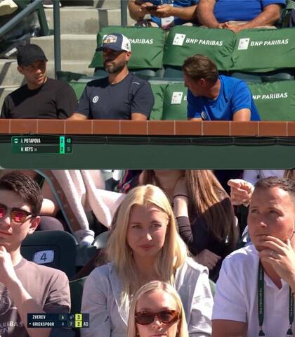 Griekspoor -de gorra negra- y Potapova dieron claros indicios del comienzo de una relación amorosa