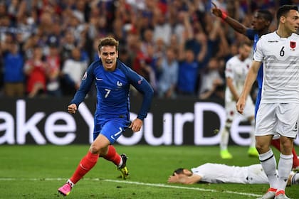 Griezmann celebra su gol de ayer en la Eurocopa