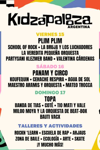 Grilla de Kidzapalooza 2024