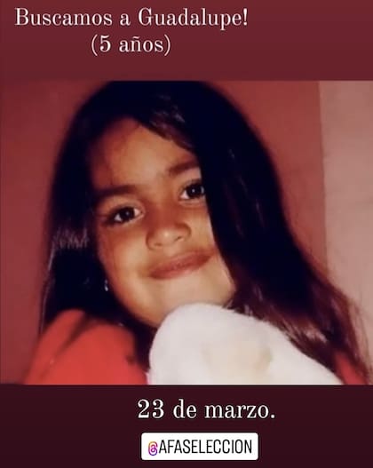 Guadalupe, una chica de cinco años desaparecida