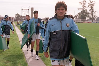 Guglielminpietro, en un entrenamiento en sus épocas de jugador de la selección.