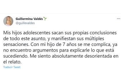 Guillermina Valdés dijo que "no encuentra argumentos para explicarle a (Lolo) lo que está pasando)