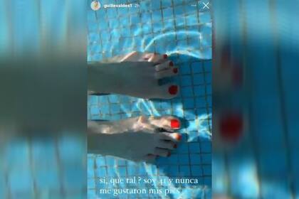 Guillermina Valdés publicó una Story en donde se ven sus pies