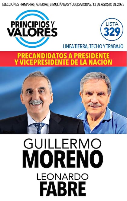 Guillermo Moreno se presenta por el partido Principios y Valores
