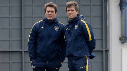 Guillermo y Gustavo en el entrenamiento de Boca