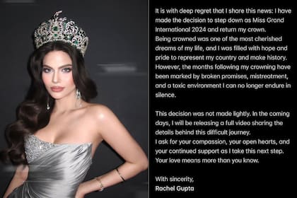 Gupta compartió un comunicado y alegó que sufrió malos tratos por parte de la organización del certamen