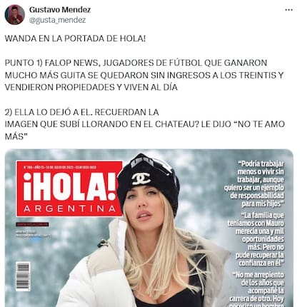 Gustavo Méndez criticó a Wanda Nara y esto provocó la respuesta de la mediática