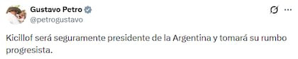 Gustavo Petro sostuvo que Axel Kicillof "seguramente" será presidente de la Argentina