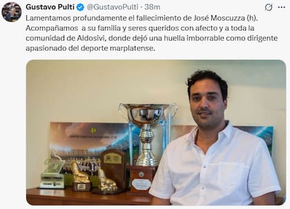 Gustavo Pulti lamentó la muerte de José Marcelo Moscuzza (X: @GustavoPulti)