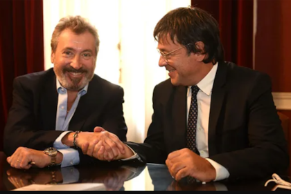 Gustavo Scaglione durante el brindis.