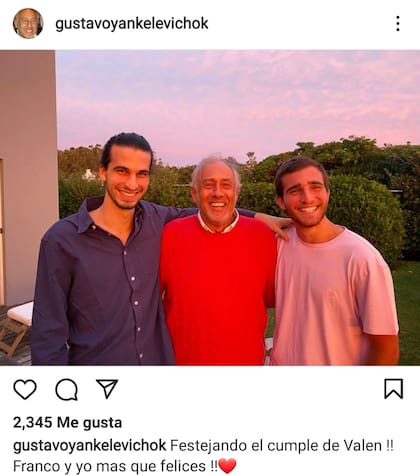 Gustavo Yankelevich subió una foto a su cuenta de Instagram junto a Valentino y Franco, dos de los hijos de Romina Yan