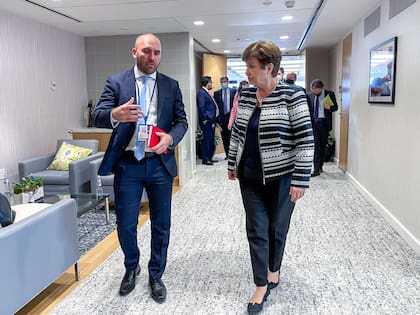 Guzmán y Georgieva en abril en el FMI. Fue la última visita de Guzmán.