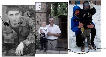 Gyulalyev (en la foto central con su hijo) fue el único activista de derechos humanos que en un principio estuvo involucrado en el "caso Terter". En la foto de la izquierda, Emil. En la foto de la derecha, Emil con su hijo.
