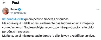 "Hablé apresuradamente basándome en una imagen y cometí un error", escribió la conductora