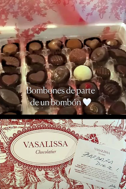 Hace unos días, él sorprendió a Bárbara con una caja de bombones de su chocolatería preferida y ella agradeció el gesto en Instagram: “Bombones de parte de un bombón”.