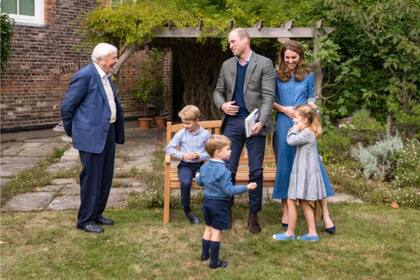 Los Cambridge con David Attenborough, que ha participado activamente en el libro de William y en la organización de los premios Earthshot