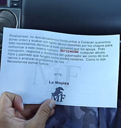 Hace unos días lanzaron en diversas zonas de la ciudad de Culiacán una serie de panfletos atribuidos a "La Mayiza"
