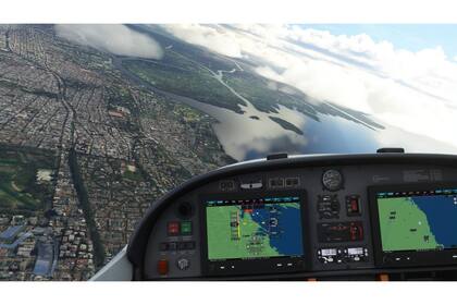 Hacia el Norte desde Aeroparque; a lo lejos, el Delta. Es prácticamente como estar ahí