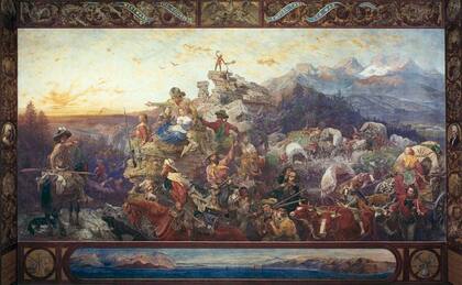 "Hacia el oeste sigue su curso el imperio", de Emanuel Gottlieb Leutze, simboliza el destino manifiesto.