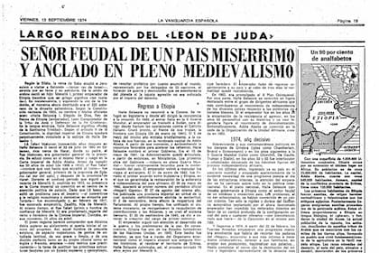 Haile Selassie: "Señor feudal de un país misérrimo", tituló el diario La Vanguardia cuando el emperador fue depuesto