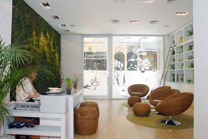 Hall de ingreso del hotel Casa Calma, en Suipacha al 1000