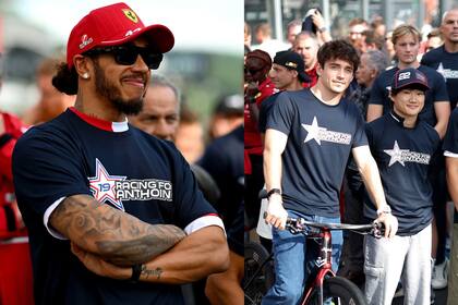 Hamilton, Leclerc y Tsunoda participaron del evento (Foto: @f1)