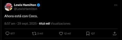 Hamilton recordó a Coco, su anterior perro, quien también falleció