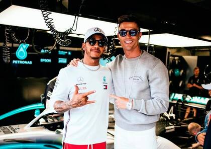 Hamilton y Ronaldo, juntos en Mónaco en 2019
