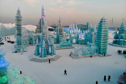 La ciudad norteña de Harbin, provincia de Heilongjiang, en China, celebra el famoso Festival Internacional de Esculturas de Hielo y Nieve