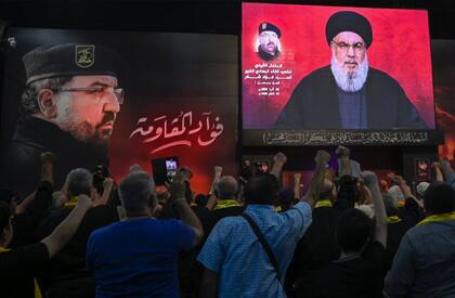Hassan Nasrallah suele aparecer en discursos televisados
