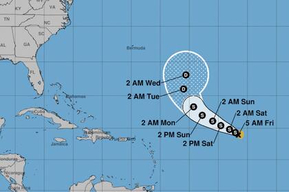 Hasta el momento, la trayectoria pronosticada de Rina no contempla un riesgo de impacto en territorios habitados