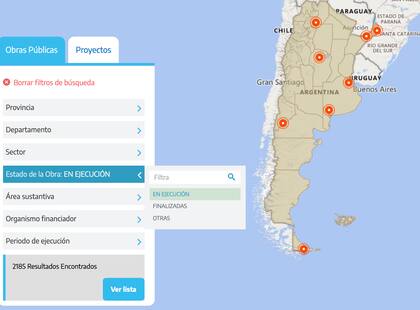 Hay 2185 obras en ejecución actualmente, según información oficial