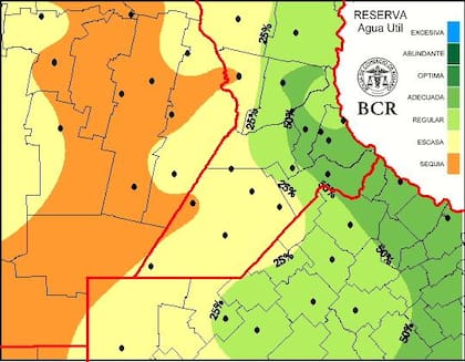 Hay lugares de la zona núcleo con sequía y bajas reservas de agua útil en el suelo, que es la lámina de agua aprovechable por los cultivos hasta un metro de profundidad