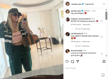 "Hay prioridades", expresó Wanda Nara en Instagram y llamó la atención al no incluir fotos de L-Gante (Foto: Instagram @wanda_nara)