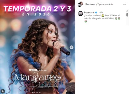 HBO Max confirmó que Margarita tendrá segunda y tercera temporada (Foto: Instagram/@hbomaxar)
