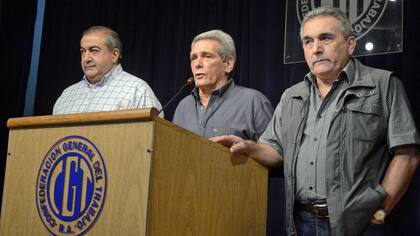 Héctor Daer, Carlos Acuña y Juan Carlos Schmid, el triunvirato de la CGT