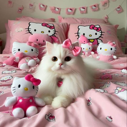 Hello Kitty en la vida real imaginada por la inteligencia artificial de Copilot