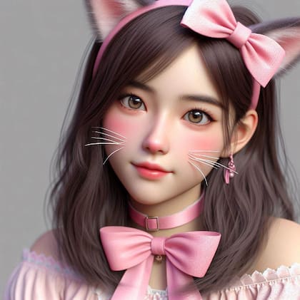 Hello Kitty imaginada como humana por la inteligencia artificial de Copilot