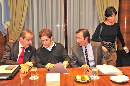 Guillermo Moreno, Hernán Lorenzino, Axel Kicillof y la entonces presidenta del Banco Central, Mercedes Marcó del Pont, en junio de 2013