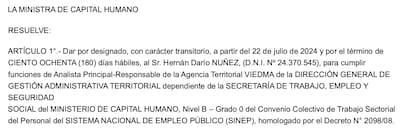 Hernán Nuñez fue designado en Capital Humano en 2024 .