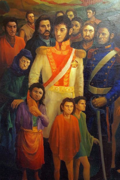 Héroe máximo de la emancipación americana, José de San Martín aparece representado en el cuadro de Bettanin junto a Juan Manuel de Rosas y Juan Domingo Perón