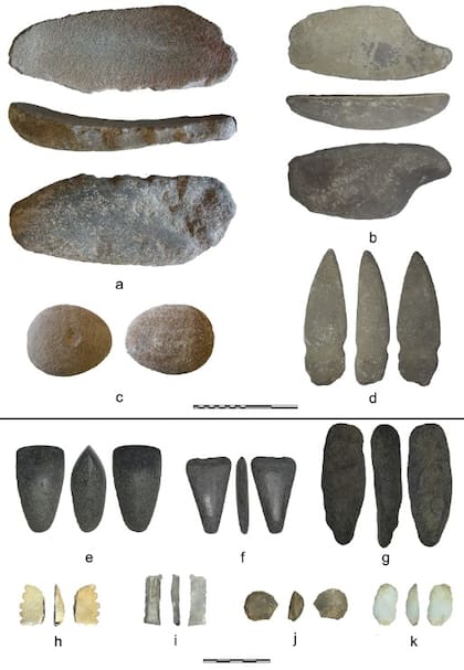 Herramientas de piedra encontradas en la zona