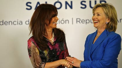 Hillary Clinton y Cristina Kirchner, en la Casa Rosada, en 2010