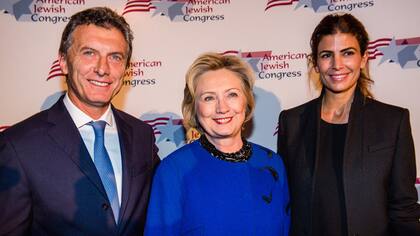 Hillary Clinton junto a Mauricio Macri y Juliana Awada, en 2014