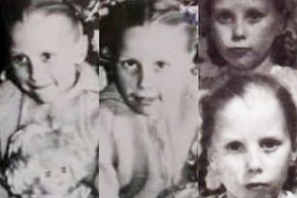 Las gemelas Gillian y Jennifer (izquierda) y sus difuntas hermanas Jacqueline y Joanna (derecha)