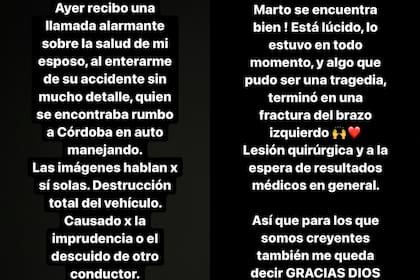 Historias que compartió Virginia Gallardo tras conocerse la noticia del grave accidente de su esposo Martín Rojas