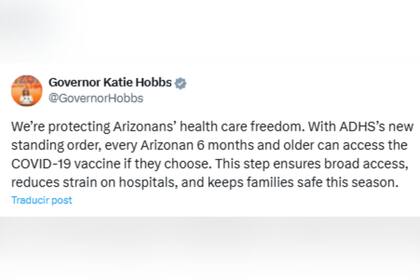 Hobbs detalló la orden del departamento de salud estatal