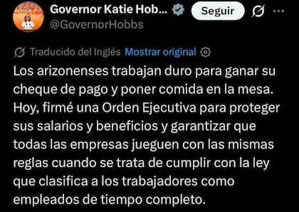 Hobbs festejó la medida en su cuenta oficial en X