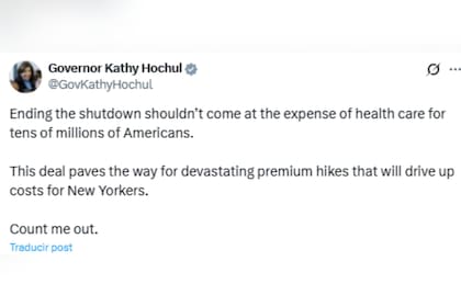 Hochul aseveró que no mostraría su apoyo a la decisión de los demócratas en el Senado