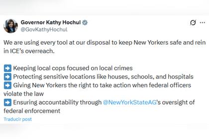 Hochul detalló el plan para limitar los operativos del ICE en Nueva York